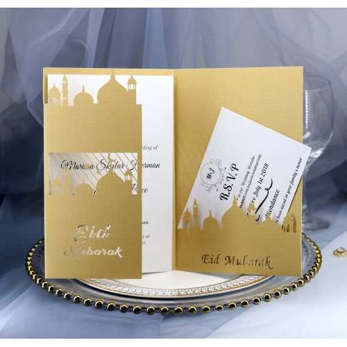  Eid Mubarak Greeting Card With Envelope The Middle East Laser Cut Invitation Card Rectangle